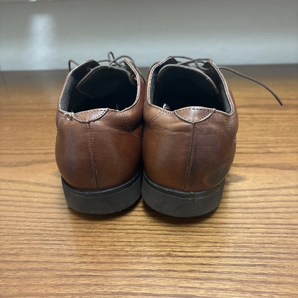 Brown Leather Derby Dress Shoes Mens Lace Up Round Toe Low Top Casual Oxford